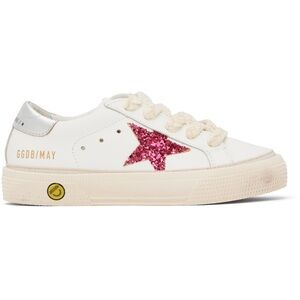 Golden Goose White Sneakers with Pink Glitter Star